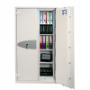 phoenix fire commander pro fs1922 electronic lock showing one door open with shelves of files and a laptop inside