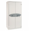 Angled view of the phoenix fire commander pro fs1922 key lock showing its closed white double doors and locking handles