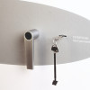 Close up of phoenix fire commander pro fs1922 key lock showing the key inserted into the lock mechanism
