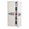 phoenix fire commander pro fs1922 key lock with one door slightly ajar showing folders and storage inside