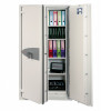 phoenix fire commander pro fs1922 key lock shown half open revealing shelves with files and a laptop inside