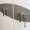 phoenix fire commander pro fs1922 key lock with key inserted hanging at an angle from a grey handle