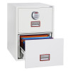 Phoenix World Class Vertical Fire File 2252 safe showing one drawer open with coloured hanging files inside