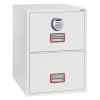 Front view of phoenix world class vertical fire file 2252 safe showing control panel and two drawer handles