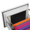 Back drawer door of phoenix world class vertical fire file electronic lock showing metal frame and hanging folders