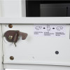 Close up of the locking mechanism on the phoenix world class vertical fire file electronic lock with instruction label