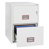 phoenix world class vertical fire file 2252 safe shown with bottom drawer open and hanging folders visible