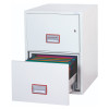 phoenix world class vertical fire file 2252 safe showing the bottom drawer open with hanging file folders inside