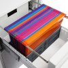 Open drawer of phoenix world class vertical fire file key lock showing colourful hanging folders inside