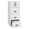 phoenix world class vertical fire file 2254 safe with the bottom drawer open showing files inside