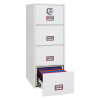 phoenix world class vertical fire file 2254 safe with bottom drawer open showing coloured hanging files inside