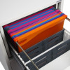 Phoenix world class vertical fire file electronic lock showing a lateral file drawer with colourful hanging folders