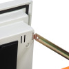 Close-up of metal railing on phoenix world class vertical fire file electronic lock showing part of the mechanism