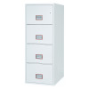 front view of the phoenix world class vertical fire file 2254 safe showing the drawers and label holders