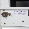 Close-up of locking mechanism on phoenix world class vertical fire file key lock showing metal latch and instructions