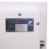 Certification label on a phoenix hs1091 diamond deposit security safe electronic lock showing standards and serial details