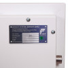 Certification label on the phoenix hs1091 diamond deposit security safe key lock showing deposit system details and grades
