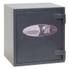 angled view of phoenix mecury hs2051 security safe showing keypad and handle on dark grey metal body