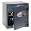 phoenix mecury hs2051 security safe with door open showing interior shelves and keypad lock