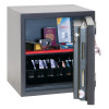 phoenix mercury hs2051 security safe with the door open showing stored items inside including camera, passport, and cash compartments