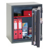 phoenix mercury hs2052 security safe with door open showing folders, camera, passport, and other small items inside