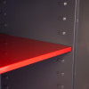 Internal red shelf inside the phoenix mercury hs2052 security safe showing adjustable shelf supports