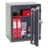 phoenix mercury hs2052 security safe with door open showing folders, documents, camera, keys, and a small red box inside