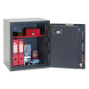 phoenix mercury hs2052 security safe with door fully open showing red lockbox, folders, documents, camera, and keys inside