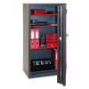 phoenix mecury hs2054 security safe with door open showing shelves holding files, boxes, and wallets