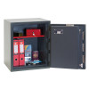 Phoenix Elara HS3552 security safe fully open showing interior with shelves and various office items inside