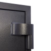 Close-up of the hinge on the phoenix planet hs6072 security safe showing the textured metal surface