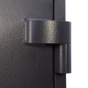 Close up of hinge on phoenix planet hs6072 security safe showing textured metal surface