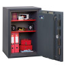 phoenix planet hs6073 security safe with the door open showing shelves with documents and valuables inside