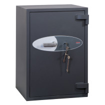 phoenix planet hs6073 security safe shown from an angled view with keys hanging from the lock