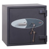 angled view of phoenix cosmos hs9071 security safe showing the front with lock and keys inserted