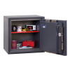 phoenix cosmos hs9071 security safe with the door open showing shelves and various items inside