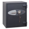 Angled view of phoenix cosmos hs9072 security safe showing digital keypad and key lock on front door
