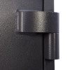 Close-up of the hinge on the phoenix cosmos hs9072 security safe showing textured dark metal parts