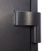 Close-up of the hinge on the phoenix cosmos hs9072 security safe showing textured metal surface