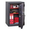 phoenix cosmos hs9073 security safe with door open showing files, documents, and personal items inside