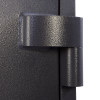 Close up of the hinge on the phoenix cosmos hs9073 security safe showing its black metal finish