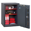 phoenix cosmos hs9073 security safe with door open showing shelves filled with folders, boxes, watches and other items