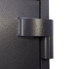 Close up of the hinge on the phoenix cosmos hs9074 security safe showing the textured metal surface