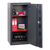 phoenix cosmos hs9074 security safe with door open showing contents inside on red shelves