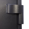 Close-up of the hinge on the phoenix cosmos hs9074 security safe showing dark textured metal parts
