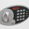 Close up of the phoenix electronic key safe keypad and lock dial with indicator lights and company branding