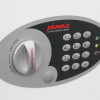 Close up of the dial and keypad on a phoenix electronic key safe showing numbers and lock controls