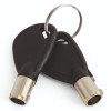 phoenix electronic key safe keys on a metal ring with black plastic handles on a white background