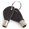 phoenix electronic key safe keys on a silver key ring with black plastic grips and metal ends