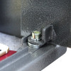 Close-up of a hinge on the phoenix vela security safe deposit slot electronic lock showing metal parts and fixing mechanism